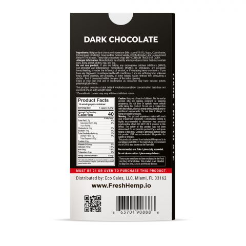 Fresh Delta-9 THC Chocolate Bar - Dark Chocolate - 150MG - 3