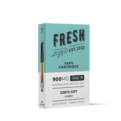 900mg THCP, D8, HHC Vape Cart - God's Gift - Hybrid - 1ml - Fresh - Thumbnail 3