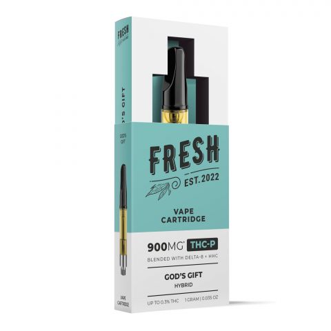 900mg THCP, D8, HHC Vape Cart - God's Gift - Hybrid - 1ml - Fresh - Thumbnail 2