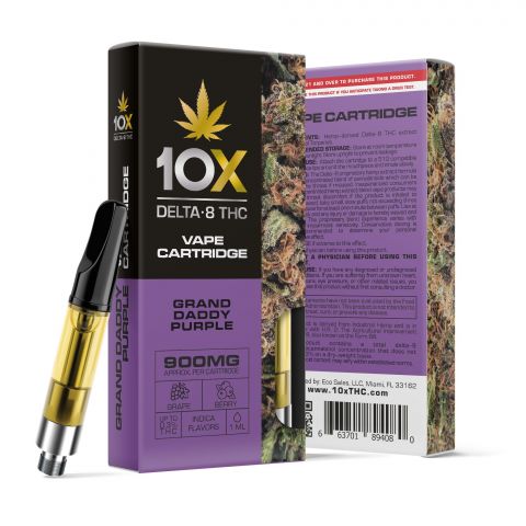 Grand Daddy Purple Cartridge - Delta 8 THC - 10X - 900mg - Thumbnail 1