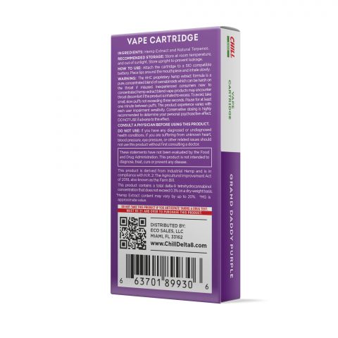 Grand Daddy Purple Cartridge - HHC - Chill Plus - 900MG - Thumbnail 3