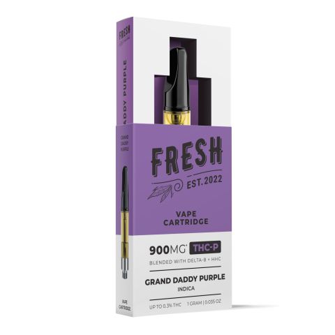 900mg THCP, D8, HHC Vape Cart - Grand Daddy Purp - Indica - 1ml - Fresh - Thumbnail 2