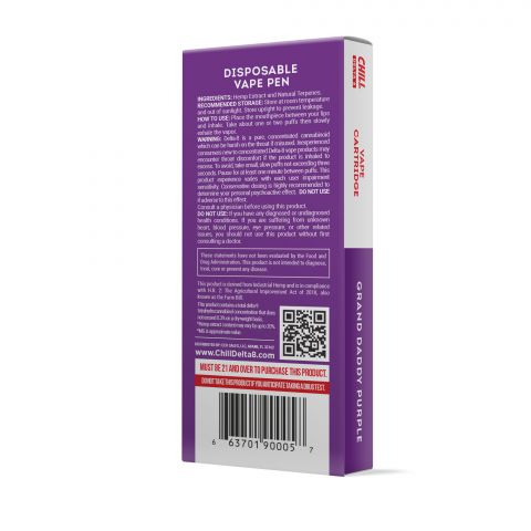 Grand Daddy Purple Delta-8 THC Vape Pen - Disposable - Chill Plus - 900mg - Thumbnail 3