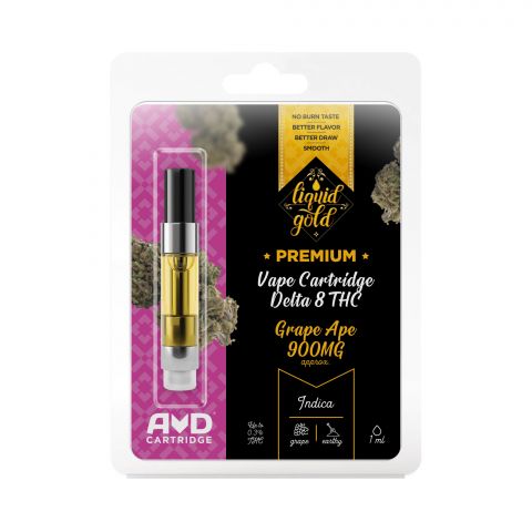 Grape Ape Cartridge - Delta 8 THC - Liquid Gold - 900mg - Thumbnail 1