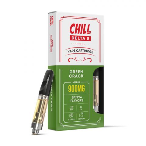 900mg D8 Vape Cart - Green Crack - Sativa - 1ml - Chill Plus - Thumbnail 1