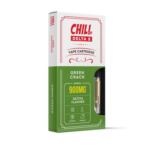 900mg D8 Vape Cart - Green Crack - Sativa - 1ml - Chill Plus - Thumbnail 2