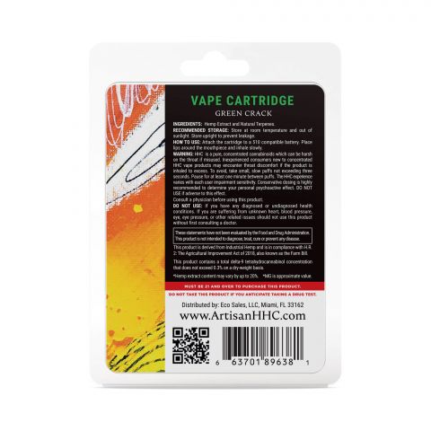 Green Crack Cartridge - HHC THC - Artisan - 900mg - Thumbnail 3