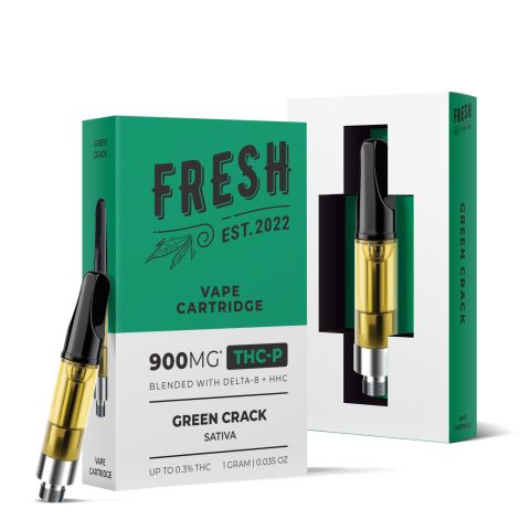 900mg THCP, D8, HHC Vape Cart - Green Crack - Sativa - 1ml - Fresh - Thumbnail 1