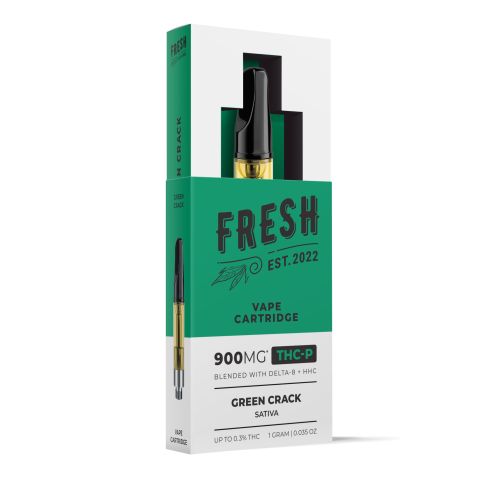 900mg THCP, D8, HHC Vape Cart - Green Crack - Sativa - 1ml - Fresh - Thumbnail 2