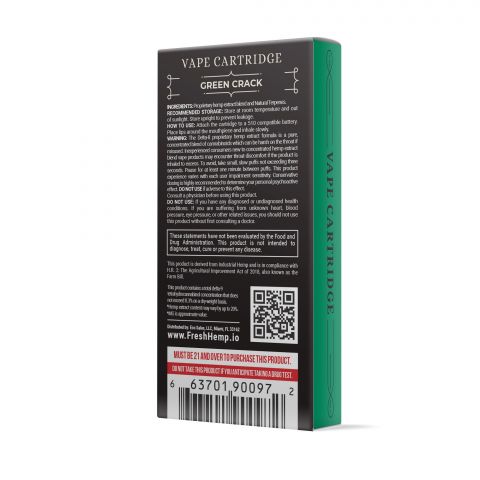 Green Crack Vape Cartridge - Delta 8 THC - Fresh - 900MG - Thumbnail 3