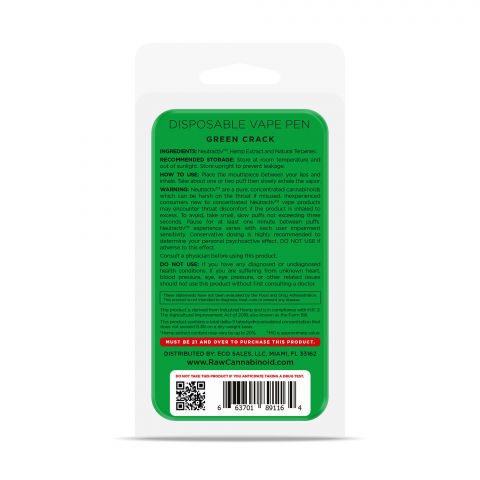 Green Crack Vape Pen - Active CBD - Disposable - Raw - 800mg - Thumbnail 3