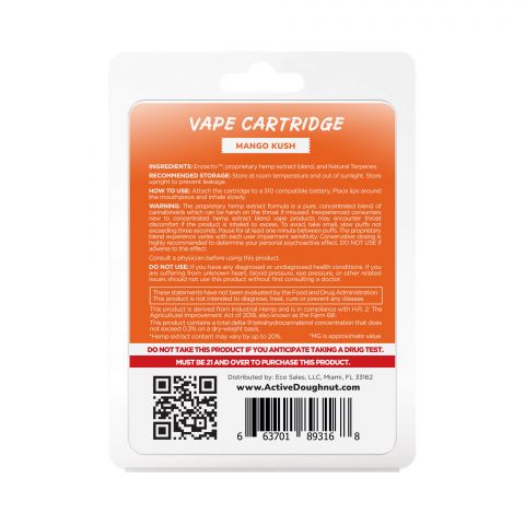 Mango Kush Cartridge - Active CBD - Enzactiv - Doughnut Active CBD - 920mg - Thumbnail 3