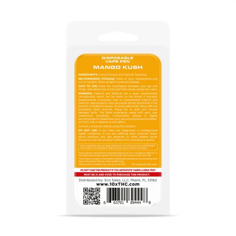 Mango Kush Vape Delta 10 THC - Disposable - 10X - 700mg - Thumbnail 3