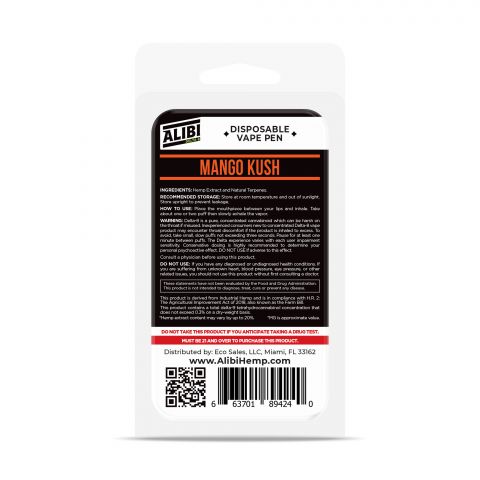 Mango Kush Vape Delta 8 THC - Disposable - Alibi - 920mg - Thumbnail 3