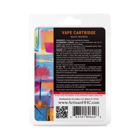 900mg HHC Vape Cart - Maui Wowie - Sativa - 1ml - Artisan - Thumbnail 3