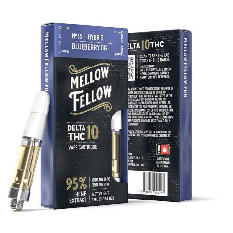 Mellow Fellow Delta-10 THC Vape Cartridge - Blueberry OG (Hybrid) - 950MG - Thumbnail