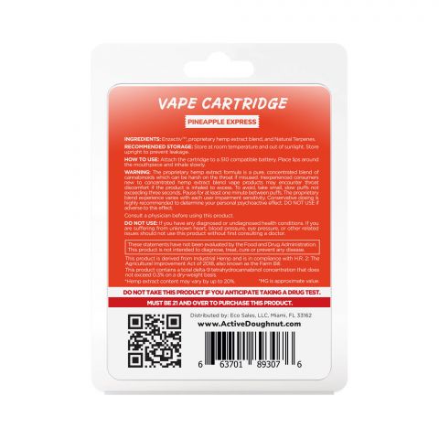 Pineapple Express Cartridge - Active CBD - Enzactiv - Doughnut Active CBD - 920mg - Thumbnail 3