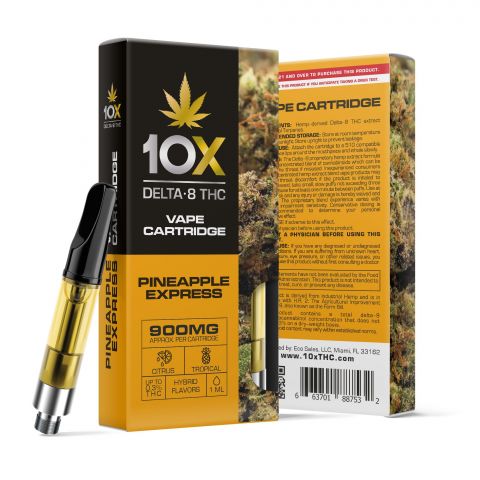 900mg D8 Vape Cart - Pineapple Express - Hybrid - 1ml - 10X - Thumbnail 1