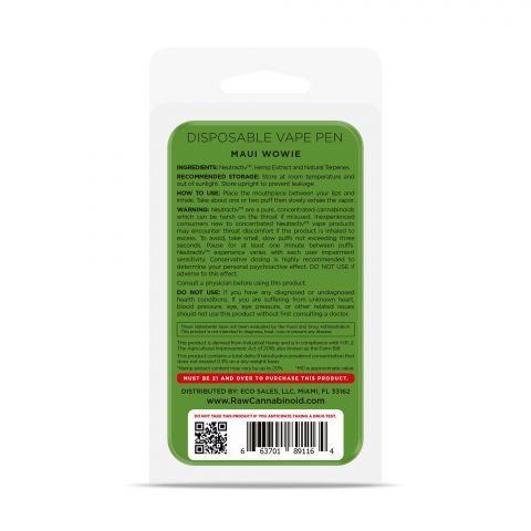 Raw Cannabinoid Neutractiv Active CBD Disposable Vape Pen - Maui Wowie - 800mg - Thumbnail 3