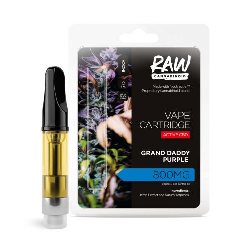 Raw Cannabinoid Neutractiv Active CBD Vape Cartridge - Granddaddy Purple - 800MG - 1