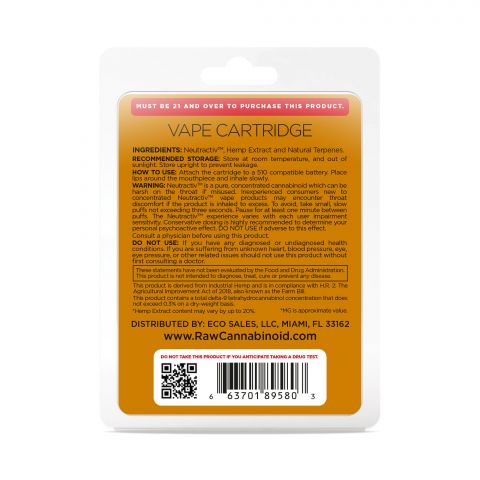 Raw Cannabinoid Neutractiv Active CBD Vape Cartridge - Granddaddy Purple - 800MG - Thumbnail 3