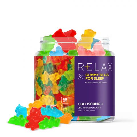 Relax CBD Isolate Sleep Gummy Bears with Melatonin - 1500MG - 1