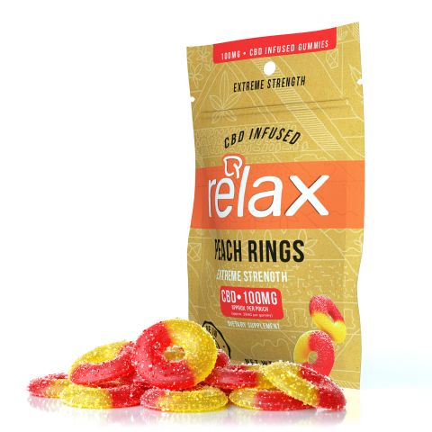 Relax Gummies - CBD Infused Peach Rings - 100mg - 1