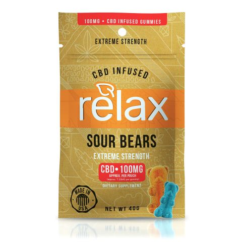 Relax Gummies - CBD Infused Sour Bears - 100mg - Thumbnail 2