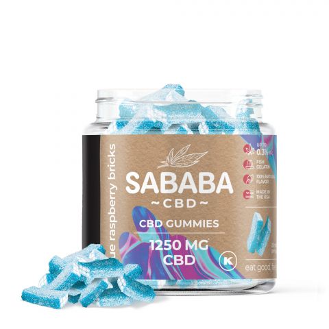 Sababa Full Spectrum CBD Gummies - Blue Raspberry Bricks - 1250MG - 1