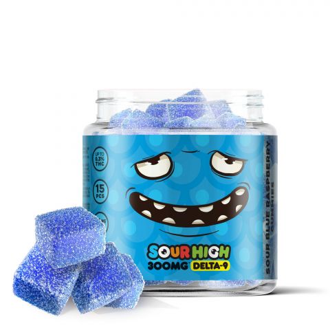 Sour Blue Raspberry Gummies - Delta 9 - Sour High - 300mg - 1