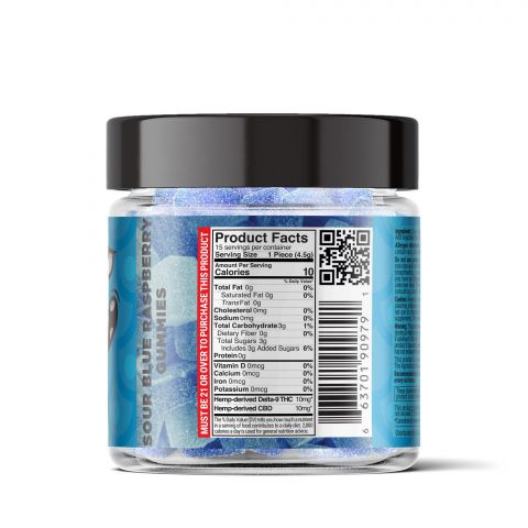 Sour Blue Raspberry Gummies - Delta 9 - Sour High - 300mg - Thumbnail 3
