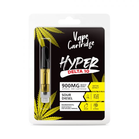 Sour Diesel Cartridge - Delta 10 THC - Hyper 900mg (1ml) - Thumbnail 2
