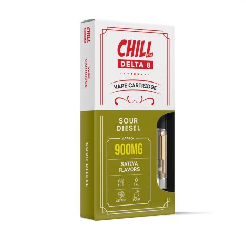 900mg D8 Vape Cart - Sour Diesel - Sativa - 1ml - Chill Plus - Thumbnail 2