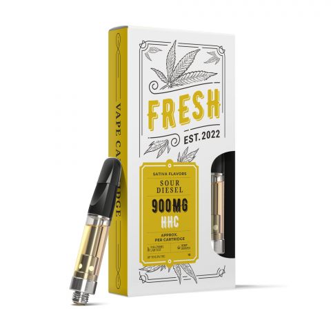 900mg HHC Vape Cart - Sour Diesel - Sativa - 1ml - Fresh - Thumbnail 1