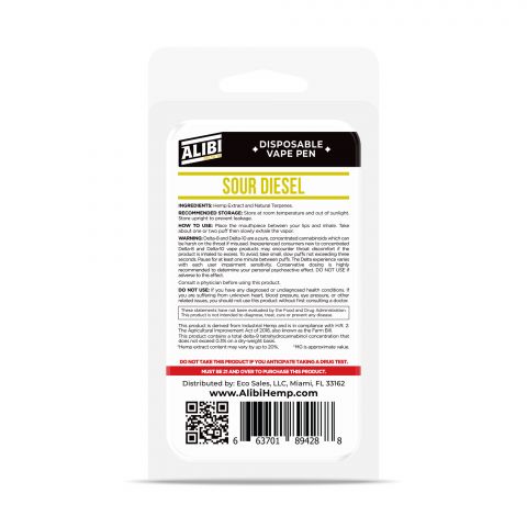 Sour Diesel Vape Delta 10 THC - Disposable - Alibi - 700MG - Thumbnail 3
