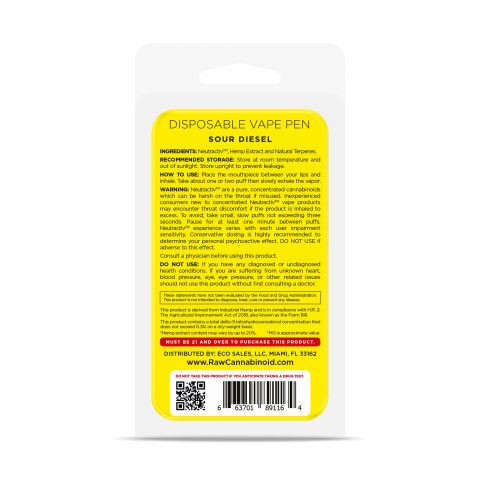 Sour Diesel Vape Delta Active CBD - Disposable - Raw - 800mg - Thumbnail 3