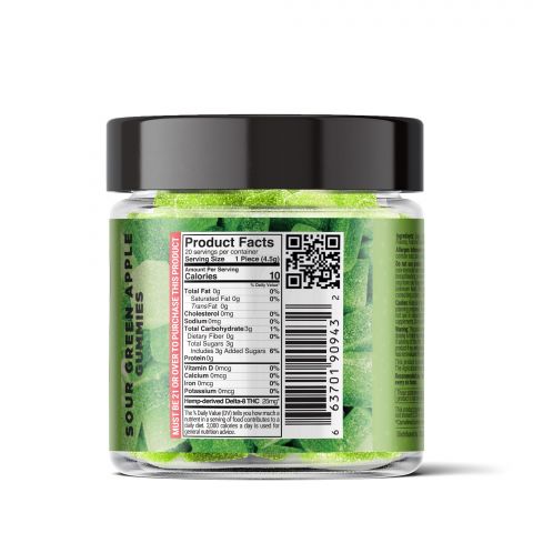 Sour Green Apple Gummies - Delta 8 - Sour High - 500mg - Thumbnail 3