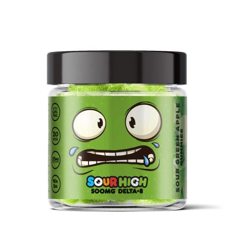 Sour Green Apple Gummies - Delta 8 - Sour High - 500mg - Thumbnail 2