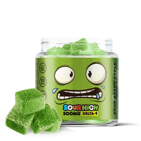 Sour Green Apple Gummies - Delta 9 - Sour High - 300mg - 1