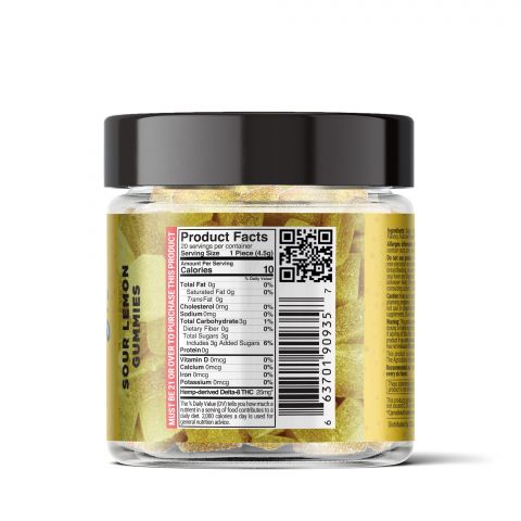 Sour Lemon Gummies - Delta 8 - Sour High - 500mg - 3