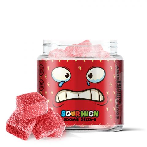 Sour Strawberry Gummies - Delta 8 - Sour High - 500mg - 1