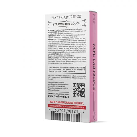 900mg HHC Vape Cart - Strawberry Cough - Sativa - 1ml - Fresh - Thumbnail 3