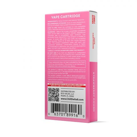 Strawberry Cough Cartridge - Delta 8 THC - Chill Plus - 900mg (1ml) - 3