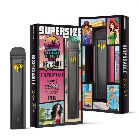 Strawberry Cough Delta 8 THC Vape Pen - Disposable - Miami High - 1800MG - 1