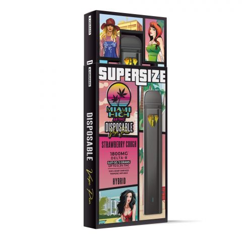 Strawberry Cough Delta 8 THC Vape Pen - Disposable - Miami High - 1800MG - Thumbnail 3
