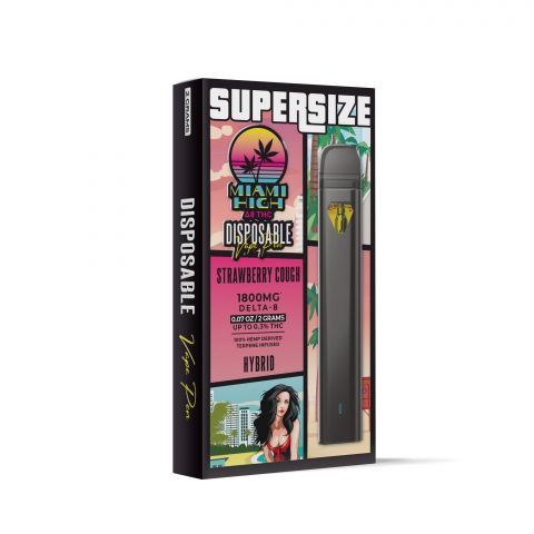 Strawberry Cough Delta 8 THC Vape Pen - Disposable - Miami High - 1800MG - Thumbnail 2