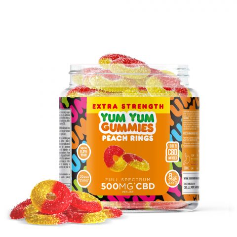 Yum Yum Gummies - CBD Full Spectrum Extra Strength Peach Rings - 500MG - Thumbnail 1