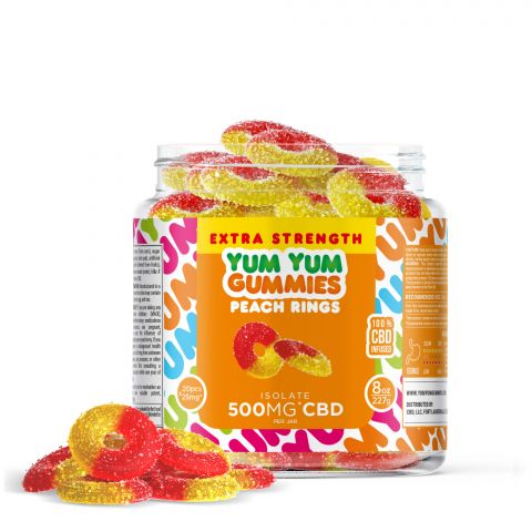 Yum Yum Gummies - CBD Isolate Extra Strength Peach Rings - 500MG - 1