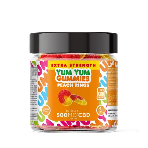 Yum Yum Gummies - CBD Isolate Extra Strength Peach Rings - 500MG - Thumbnail 2