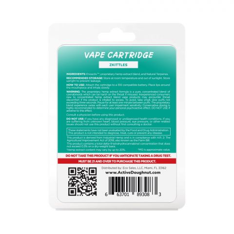 Zkittles Cartridge - Active CBD - Enzactiv - Doughnut Active CBD- 920mg - Thumbnail 3